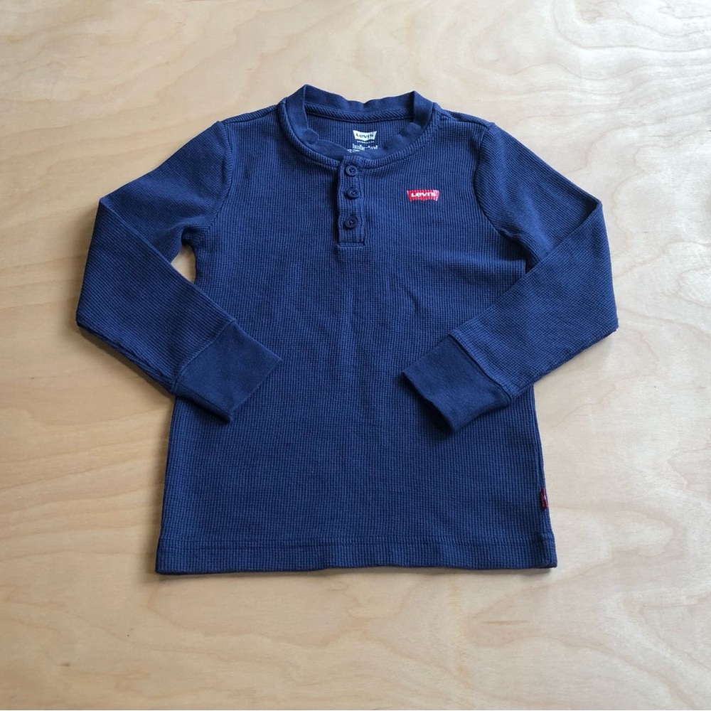 Levis Thermal Sweater Navy Blue Ribbed Cotton Blend Kids Boy Size 6.